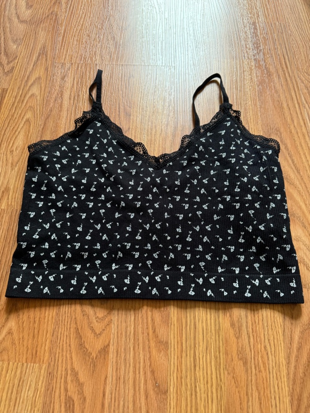 Primark Black Camisole with White Floral Print